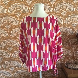 Allen B. By Allen Schwartz Vibrant Pink and Orange Blouse
